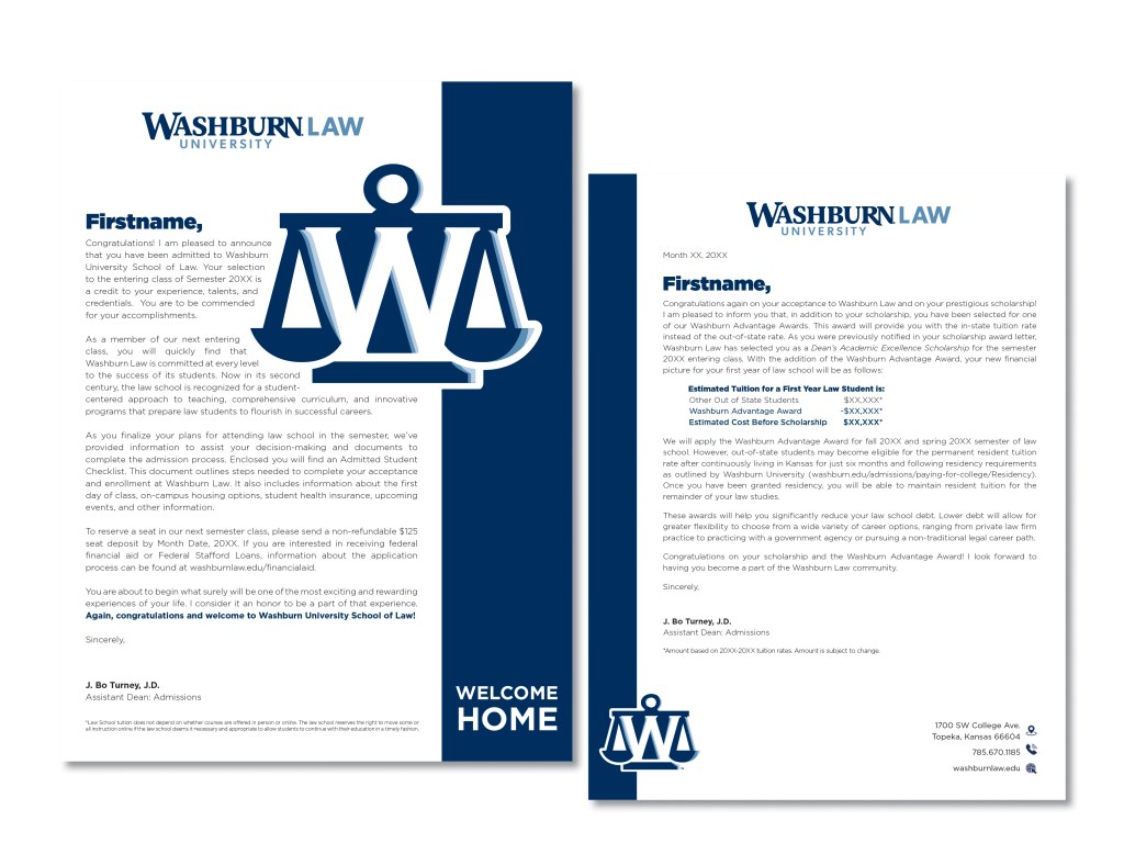 Washburn Law Sample Admit Letters